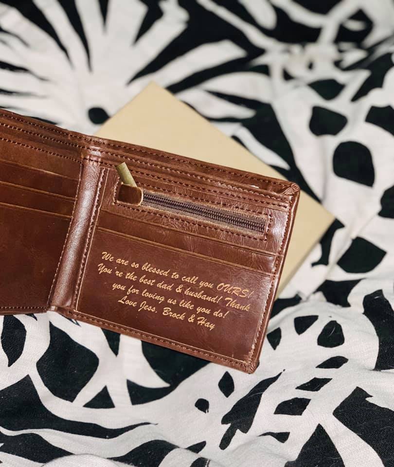 Brown leather wallet | Personalized leather wallet