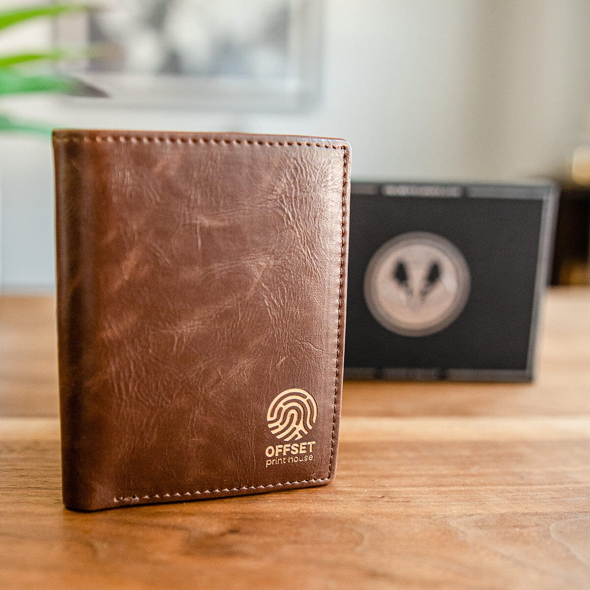 Branded Trifold Wallet Men's Leather Wallet Swanky Badger Brown 