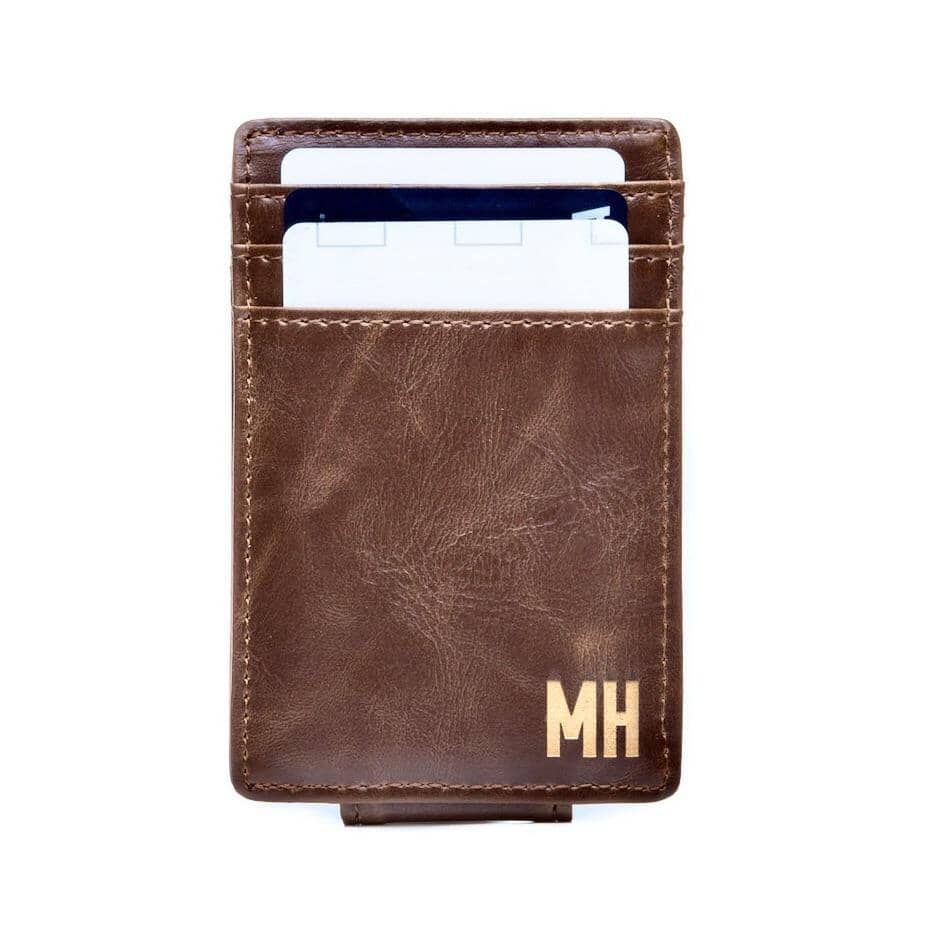 Branded Money Clip Wallet Men's Leather Wallet Swanky Badger Brown 