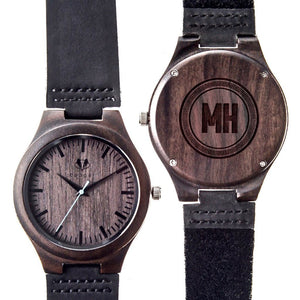 Sandalwood Classic Watch - Initials Personalized Wooden Watch Swanky Badger 